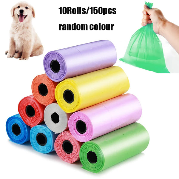 10 Rolls Dog Poop Bags Eco-Friendly Leak-Proof Dog Poop Bags 15 Bags/ Roll Puppy Outdoor Clean Garbage Bag for Dogs